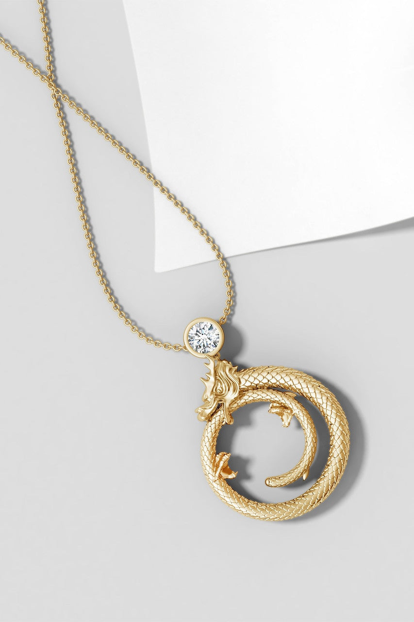 NATORI Buy Dragon 14k Yellow Gold Slider Pendant With Diamond in Yellow Gold Online