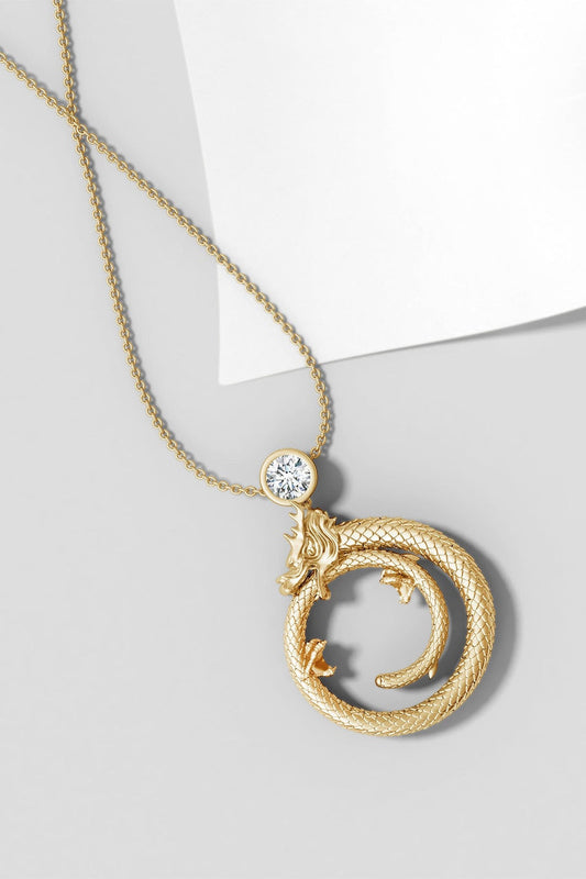 NATORI Buy Dragon 14k Yellow Gold Slider Pendant With Diamond in Yellow Gold Online