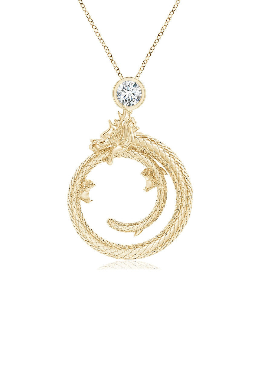 NATORI Buy Dragon 14k Yellow Gold Slider Pendant With Diamond in Yellow Gold Online