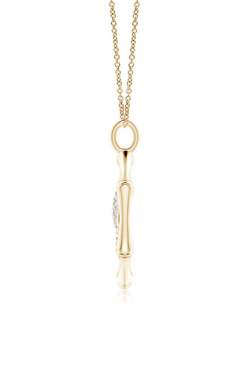 NATORI Buy Indochine Spirit 14k Bamboo Frame Lotus Diamond Pendant Necklace in 14K Yellow Gold Online