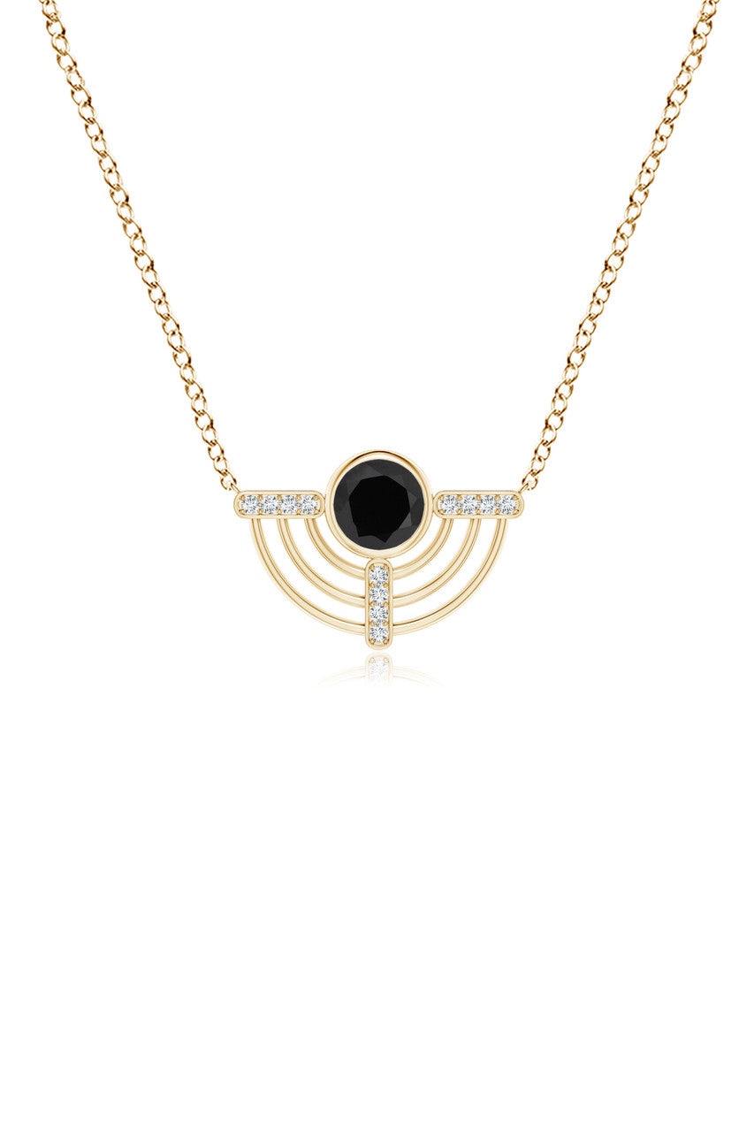 NATORI Buy Infinity Half Concentric Circle 14K Gold and Black Onyx Pendant Necklace in 14K Yellow Gold Online