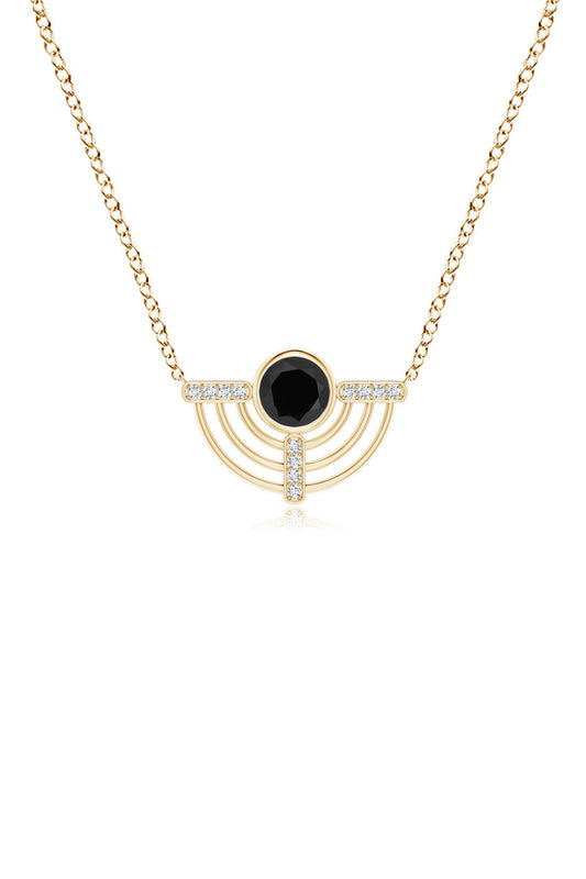 NATORI Buy Infinity Half Concentric Circle 14K Gold and Black Onyx Pendant Necklace in 14K Yellow Gold Online