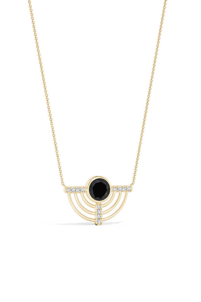NATORI Buy Infinity Half Concentric Circle 14K Gold and Black Onyx Pendant Necklace in 14K Yellow Gold Online