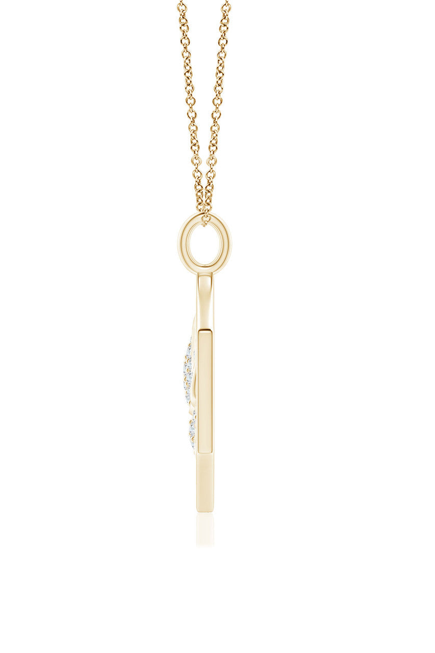 NATORI Buy Indochine Spirit 14k Hexagon Frame Lotus Pave Diamond Pendant Necklace in 14K Yellow Gold Online