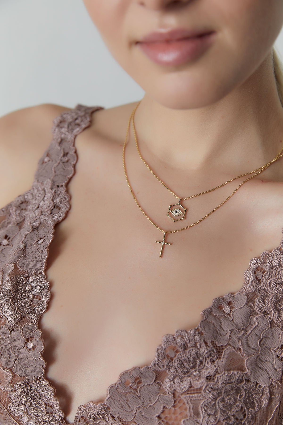 NATORI Buy Indochine Spirit 14k Bamboo Cross Diamond Pendant Necklace in 14K Yellow Gold Online