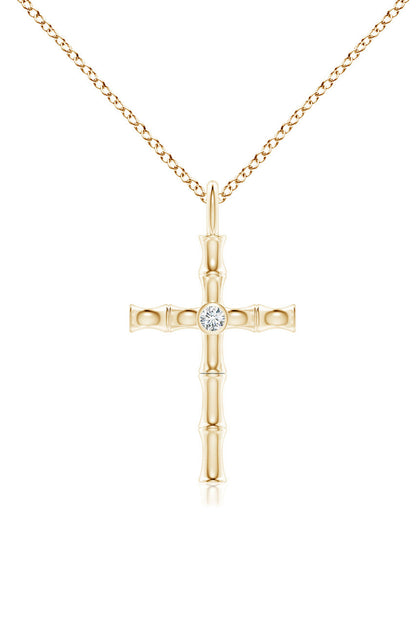 NATORI Buy Indochine Spirit 14k Bamboo Cross Diamond Pendant Necklace in 14K Yellow Gold Online