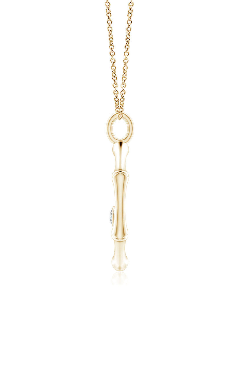 NATORI Buy Indochine Spirit 14k Bamboo Frame Hamsa Diamond Pendant Necklace in 14K Yellow Gold Online