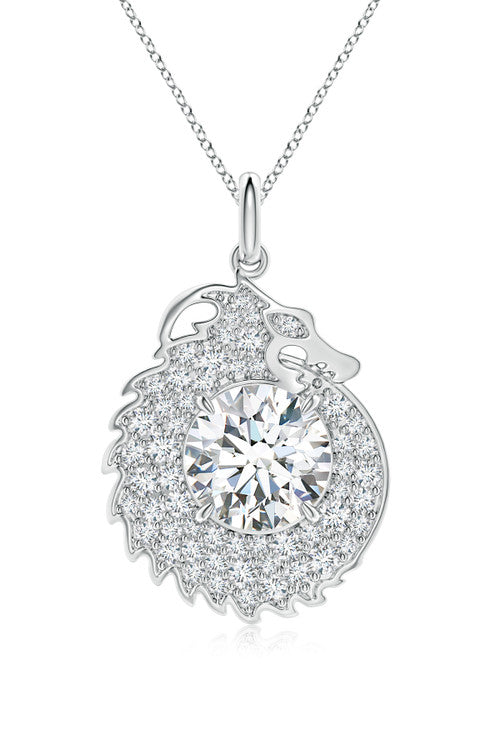 NATORI Buy Dragon Lab-Grown 14K Gold Round Diamond Pendant Necklace in 14K White Gold Online