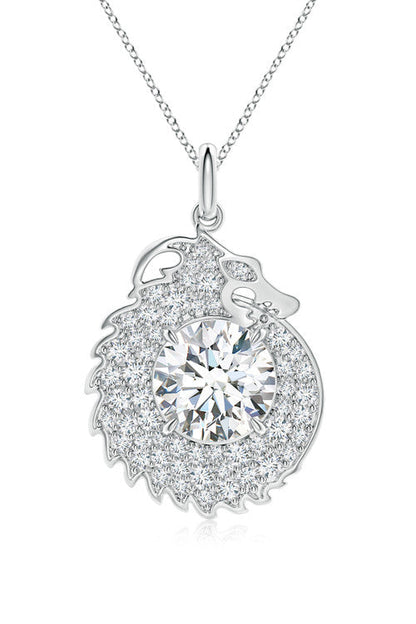 NATORI Buy Dragon Lab-Grown 14K Gold Round Diamond Pendant Necklace in 14K White Gold Online