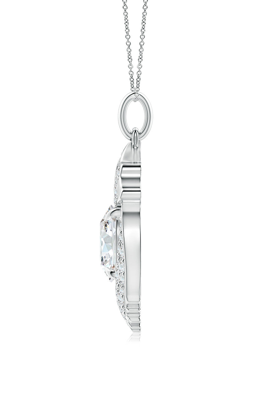 NATORI Buy Dragon Lab-Grown 14K Gold Round Diamond Pendant Necklace in 14K White Gold Online