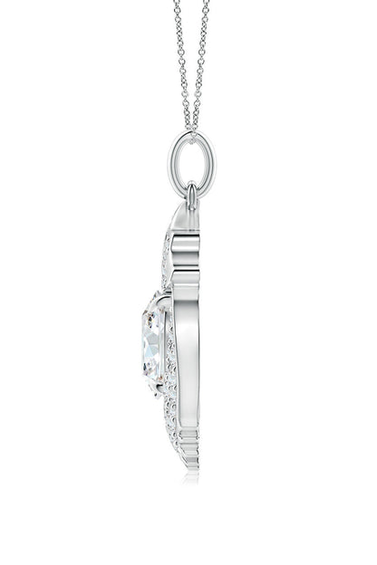 NATORI Buy Dragon Lab-Grown 14K Gold Round Diamond Pendant Necklace in 14K White Gold Online
