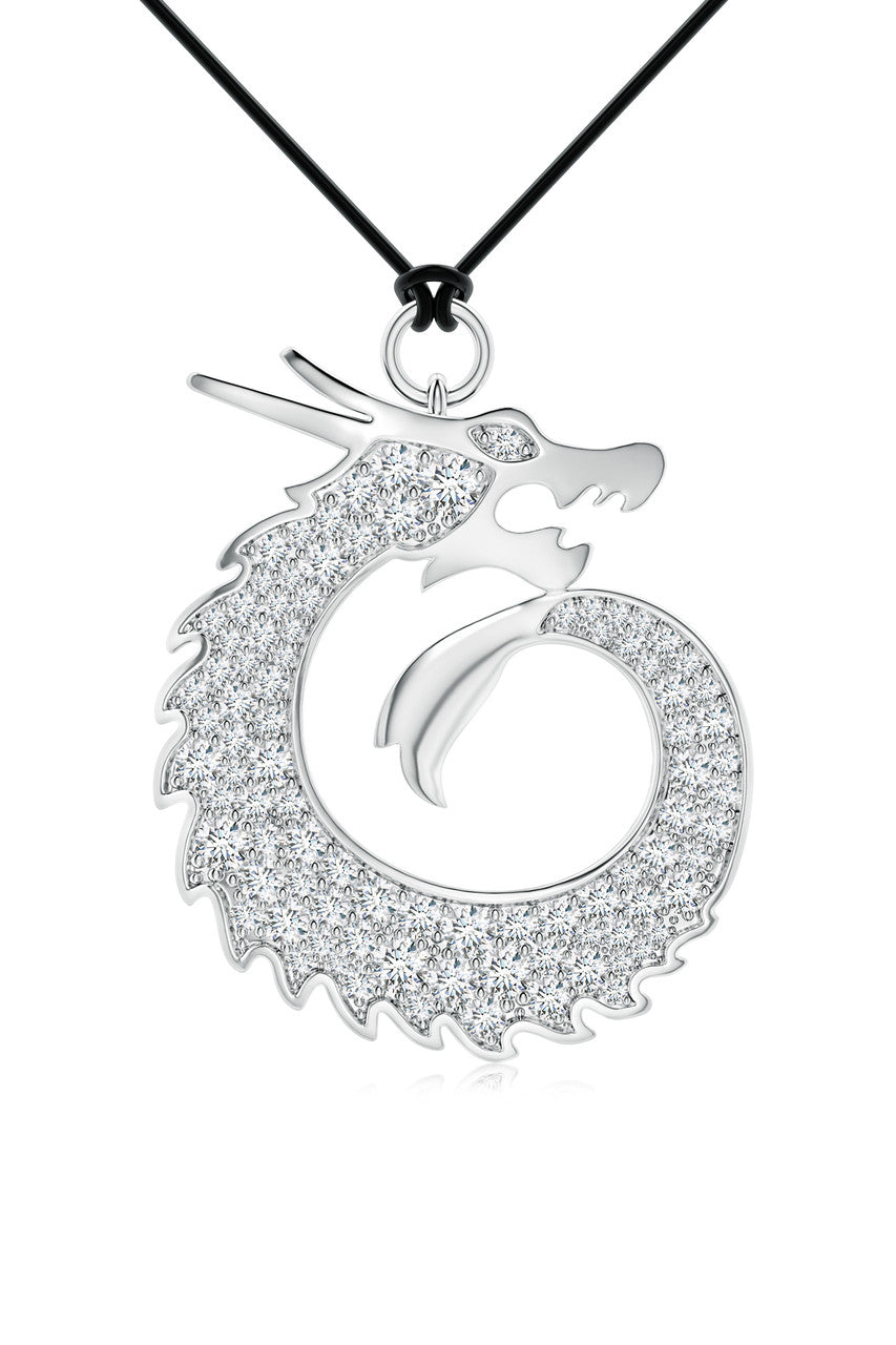 NATORI Buy Dragon Lab-Grown Diamond Silver Pendant Necklace in 925 Silver Online