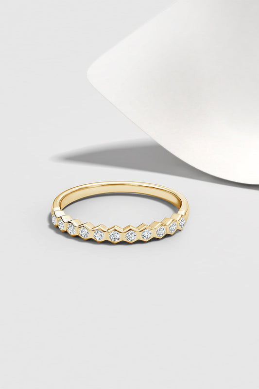 NATORI Buy Indochine 14k Hexagon 11-Diamond Stacking Ring in 14K Yellow Gold Online