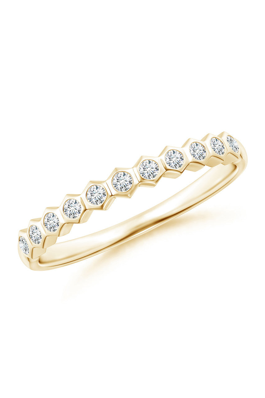 NATORI Buy Indochine 14k Hexagon 11-Diamond Stacking Ring in 14K Yellow Gold Online