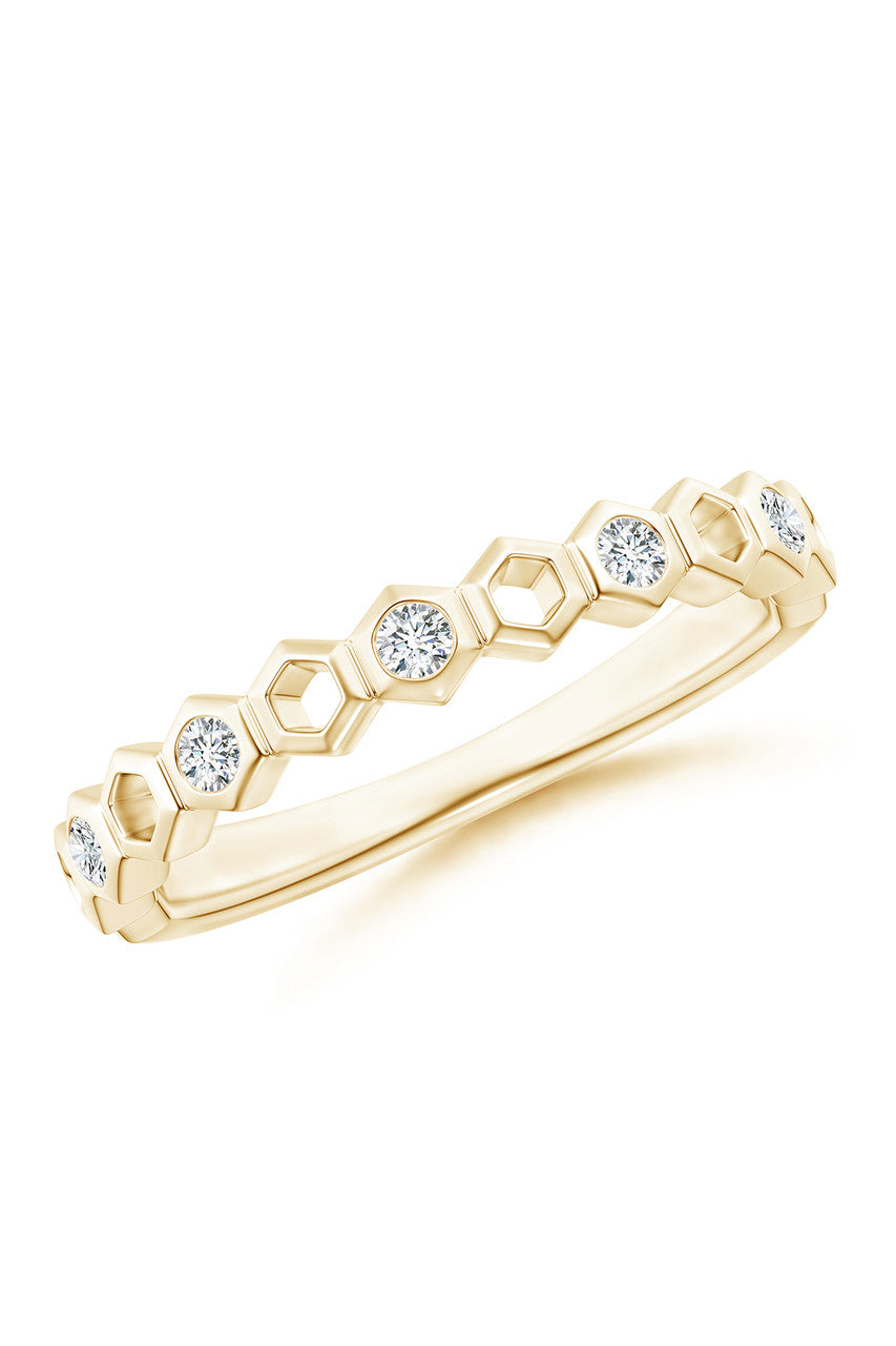 NATORI Buy Indochine 14k Hexagon Alternating 5-Diamond Ring in 14K Yellow Gold Online