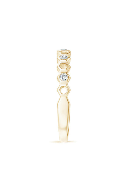 NATORI Buy Indochine 14k Hexagon Alternating 5-Diamond Ring in 14K Yellow Gold Online