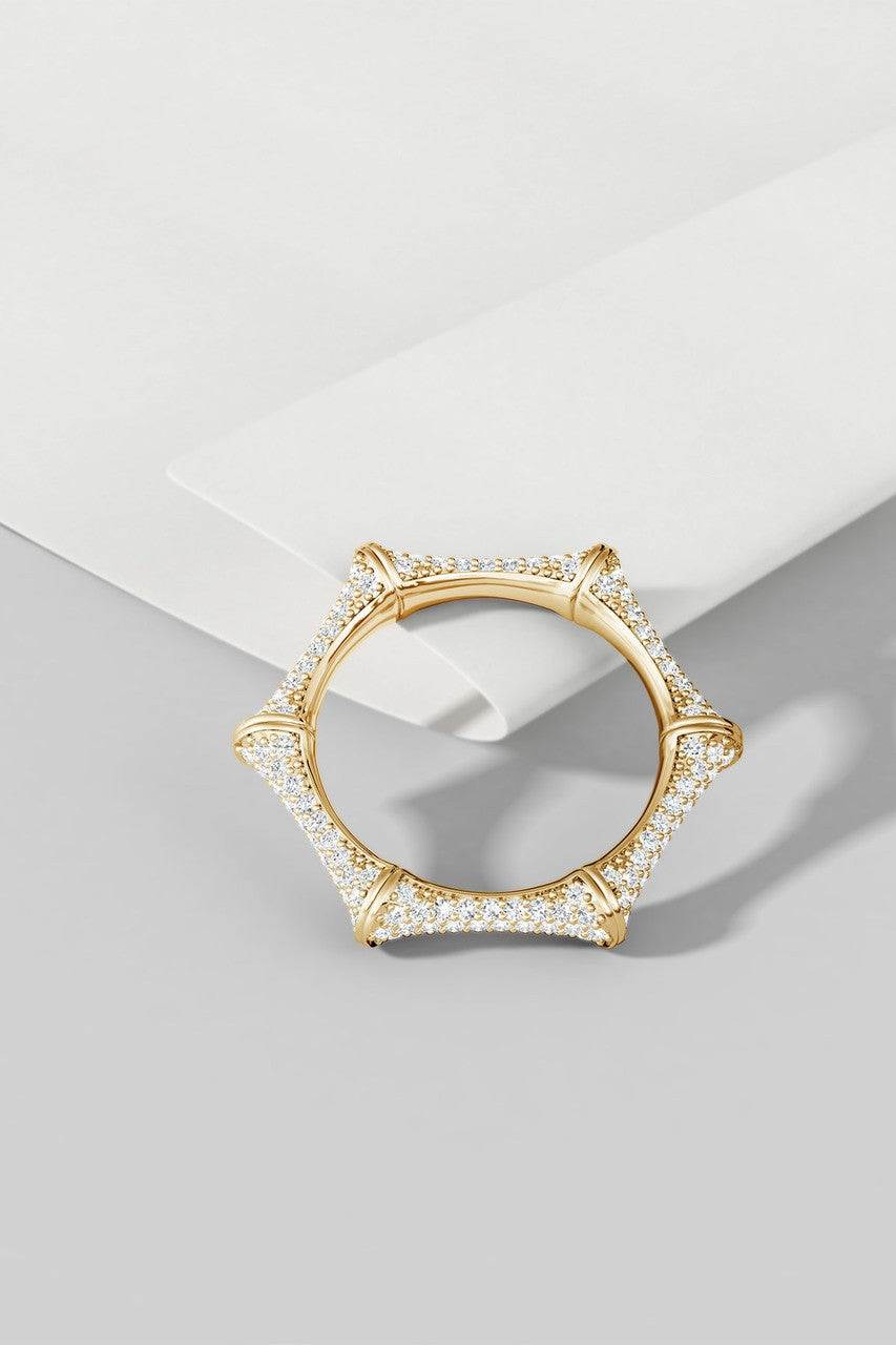 NATORI Buy Indochine 14k Diamond Pave Bamboo Eternity Ring in 14K Yellow Gold Online