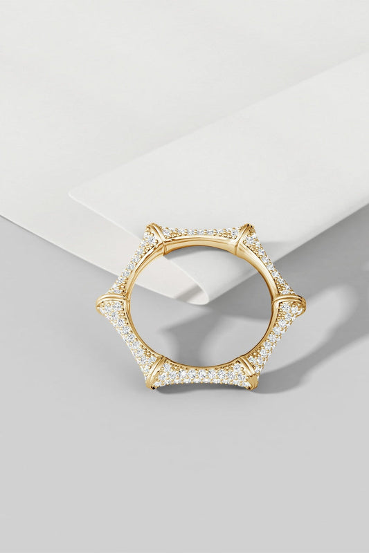 NATORI Buy Indochine 14k Diamond Pave Bamboo Eternity Ring in 14K Yellow Gold Online