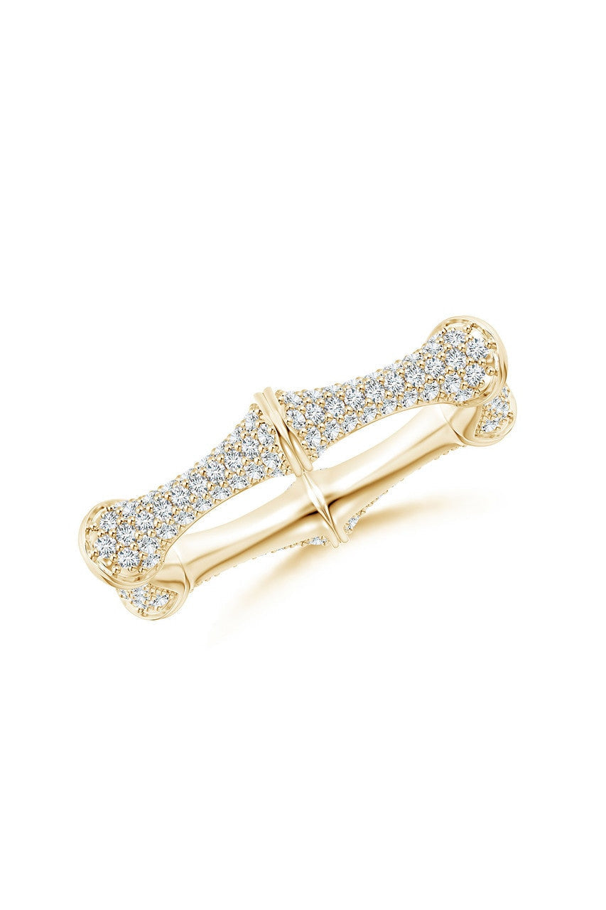NATORI Buy Indochine 14k Diamond Pave Bamboo Eternity Ring in 14K Yellow Gold Online