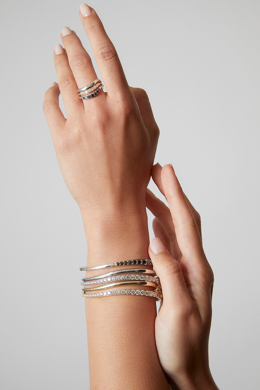 NATORI Buy Shangri-La Brushstroke 14K Gold Stacking Ring in 14K White Gold Online