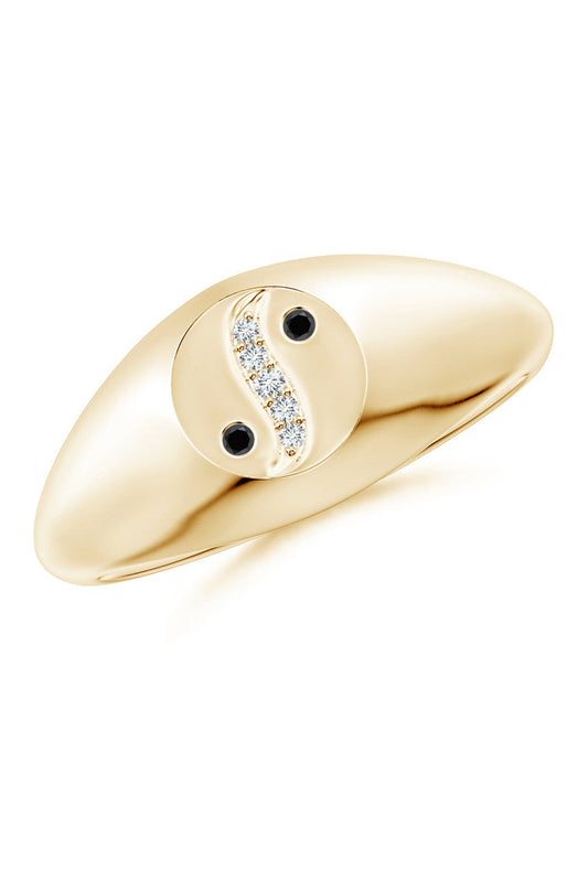 NATORI Buy Shangri-La Yin-Yang 14K Gold with Black & White Diamond Signet Ring in 14K Yellow Gold Online