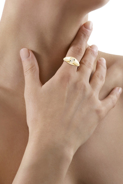 NATORI Buy Shangri-La Yin-Yang 14K Gold with Black & White Diamond Signet Ring in 14K Yellow Gold Online