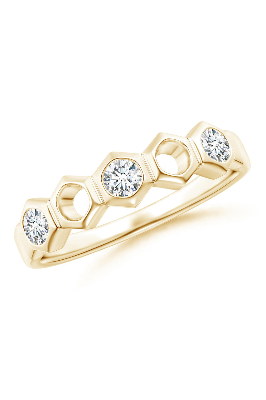 NATORI Buy Indochine 14k Hexagon Alternating 3-Diamond Ring in 14K Yellow Gold Online