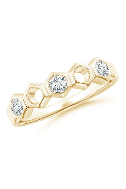 NATORI Buy Indochine 14k Hexagon Alternating 3-Diamond Ring in 14K Yellow Gold Online