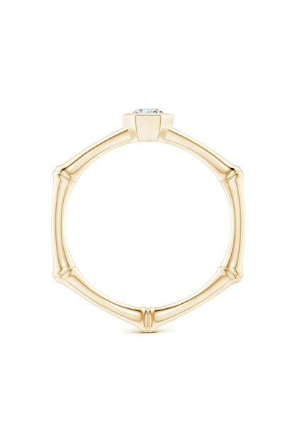 NATORI Buy Indochine 14k Hex Frame Diamond Solitaire Bamboo Ring in 14K Yellow Gold Online