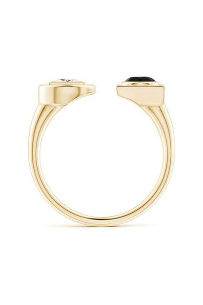 NATORI Buy Infinity 14K Gold with Black & White Diamond Two Stone Open Ring in 14K Yellow Gold Online