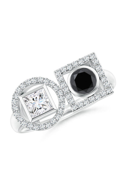 NATORI Buy Infinity 14K Gold with Black & White Diamond Two Stone Statement Ring in 14K White Gold Online