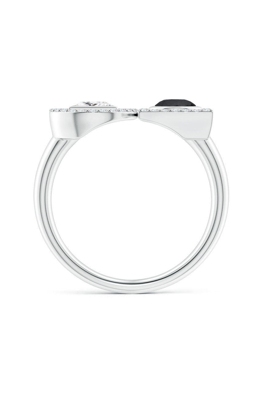 NATORI Buy Infinity 14K Gold with Black & White Diamond Two Stone Statement Ring in 14K White Gold Online