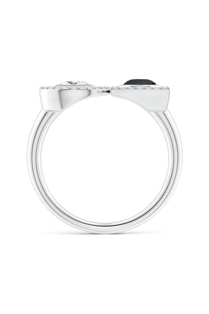 NATORI Buy Infinity 14K Gold with Black & White Diamond Two Stone Statement Ring in 14K White Gold Online
