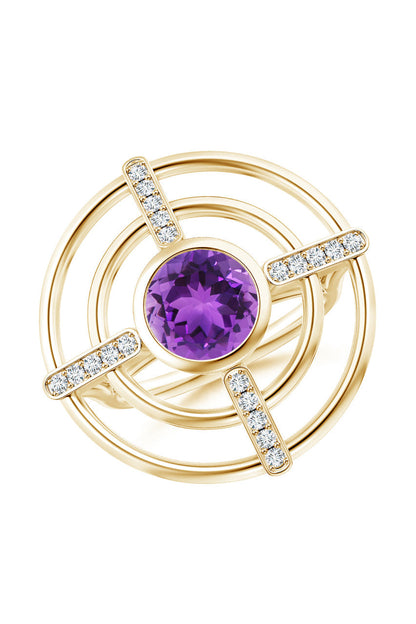 NATORI Buy Infinity Concentric Circle 14K Gold and Amethyst Ring in 14K Yellow Gold Online