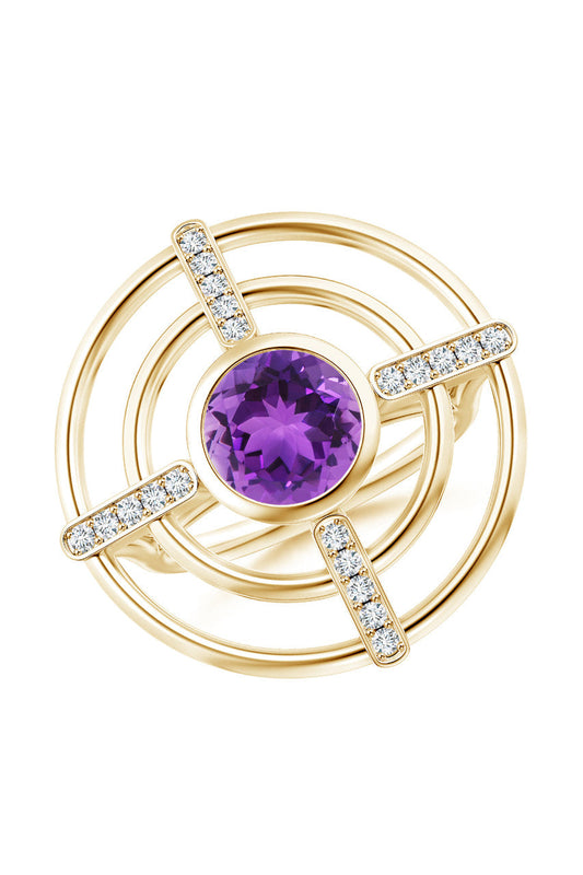 NATORI Buy Infinity Concentric Circle 14K Gold and Amethyst Ring in 14K Yellow Gold Online