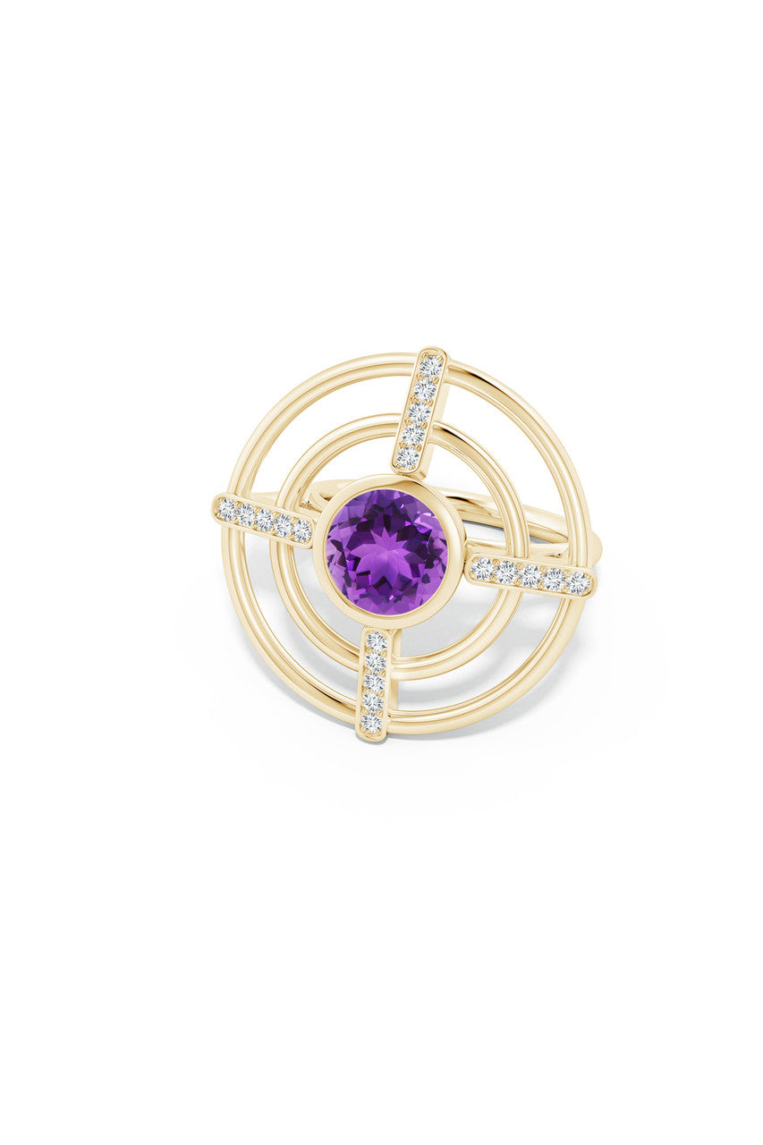 NATORI Buy Infinity Concentric Circle 14K Gold and Amethyst Ring in 14K Yellow Gold Online