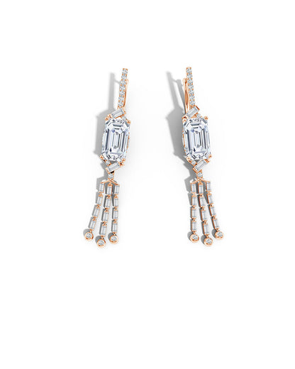 NATORI Buy Orient Express Lab-Grown 14K Gold Emerald Cut & Baguette Diamond Tassel Drop Earrings in 14K Rose Gold Online