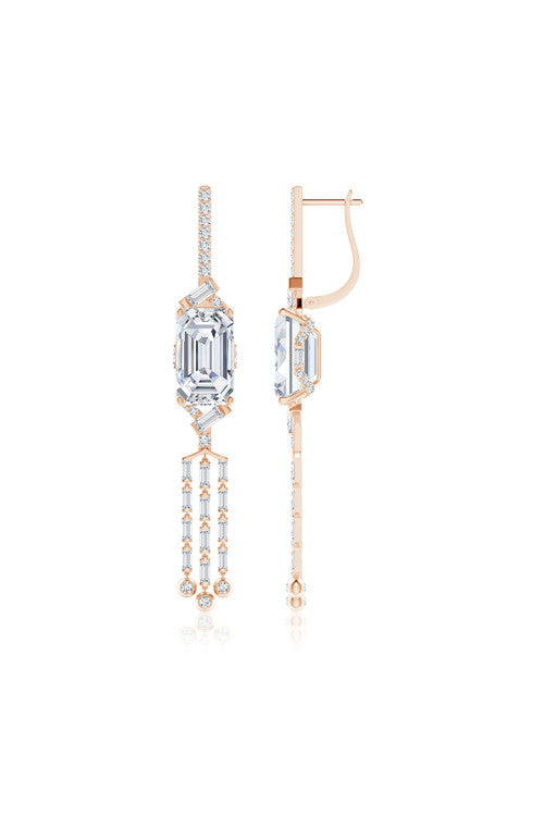 NATORI Buy Orient Express Lab-Grown 14K Gold Emerald Cut & Baguette Diamond Tassel Drop Earrings in 14K Rose Gold Online