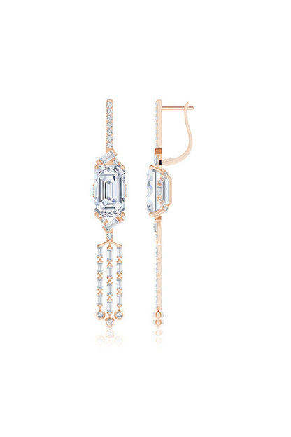 NATORI Buy Orient Express Lab-Grown 14K Gold Emerald Cut & Baguette Diamond Tassel Drop Earrings in 14K Rose Gold Online