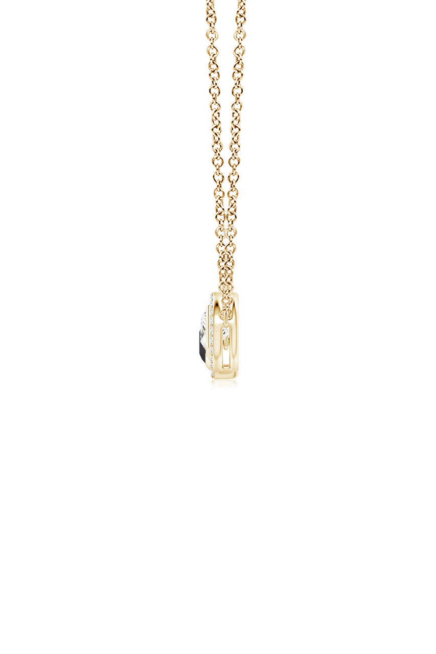 NATORI Buy Infinity 14K Gold with Black & White Diamond Three Stone Halo Necklace in 14K Yellow Gold Online