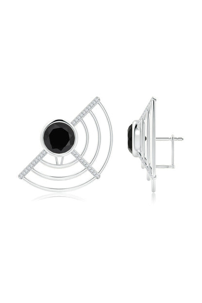 NATORI Buy Infinity Half Concentric Circle 14K Gold and Black Onyx Button Studs in 14K White Gold Online