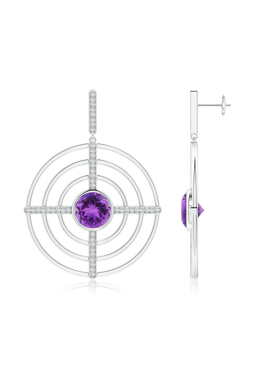 NATORI Buy Infinity Concentric Circle 14K Gold and Amethyst Earrings in 14K White Gold Online