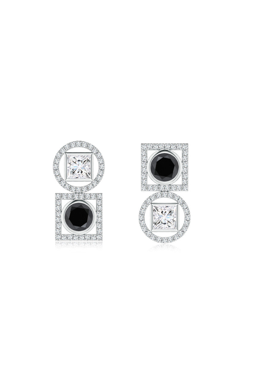 NATORI Buy Infinity 14K Gold with Black & White Diamond Two Stone Earrings in 14K White Gold Online