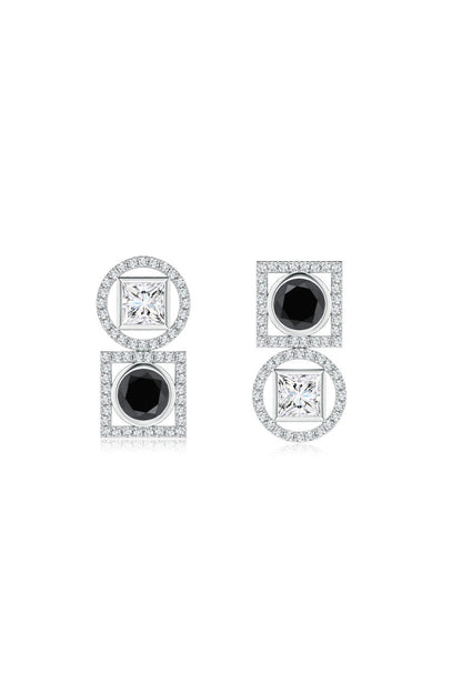 NATORI Buy Infinity 14K Gold with Black & White Diamond Two Stone Earrings in 14K White Gold Online