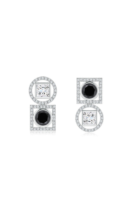 NATORI Buy Infinity 14K Gold with Black & White Diamond Two Stone Earrings in 14K White Gold Online