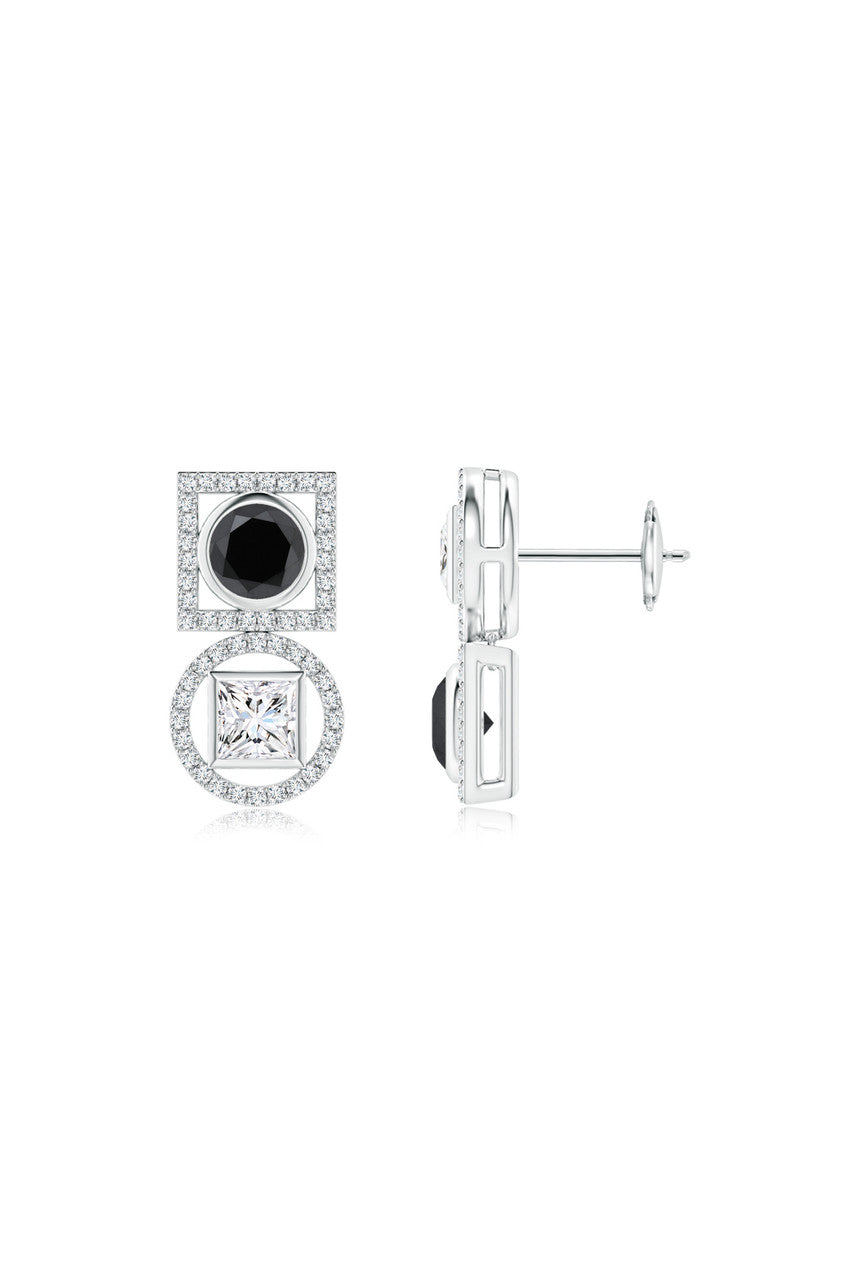 NATORI Buy Infinity 14K Gold with Black & White Diamond Two Stone Earrings in 14K White Gold Online