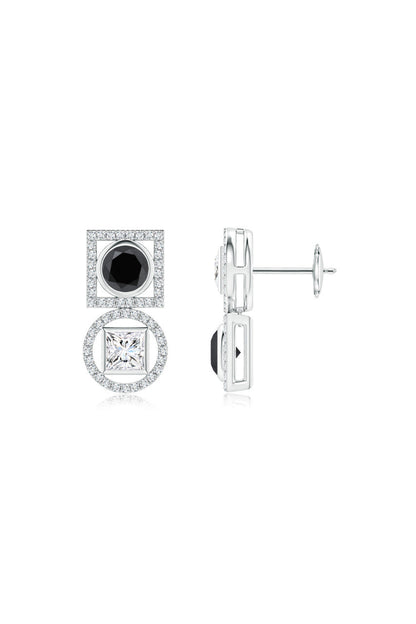 NATORI Buy Infinity 14K Gold with Black & White Diamond Two Stone Earrings in 14K White Gold Online