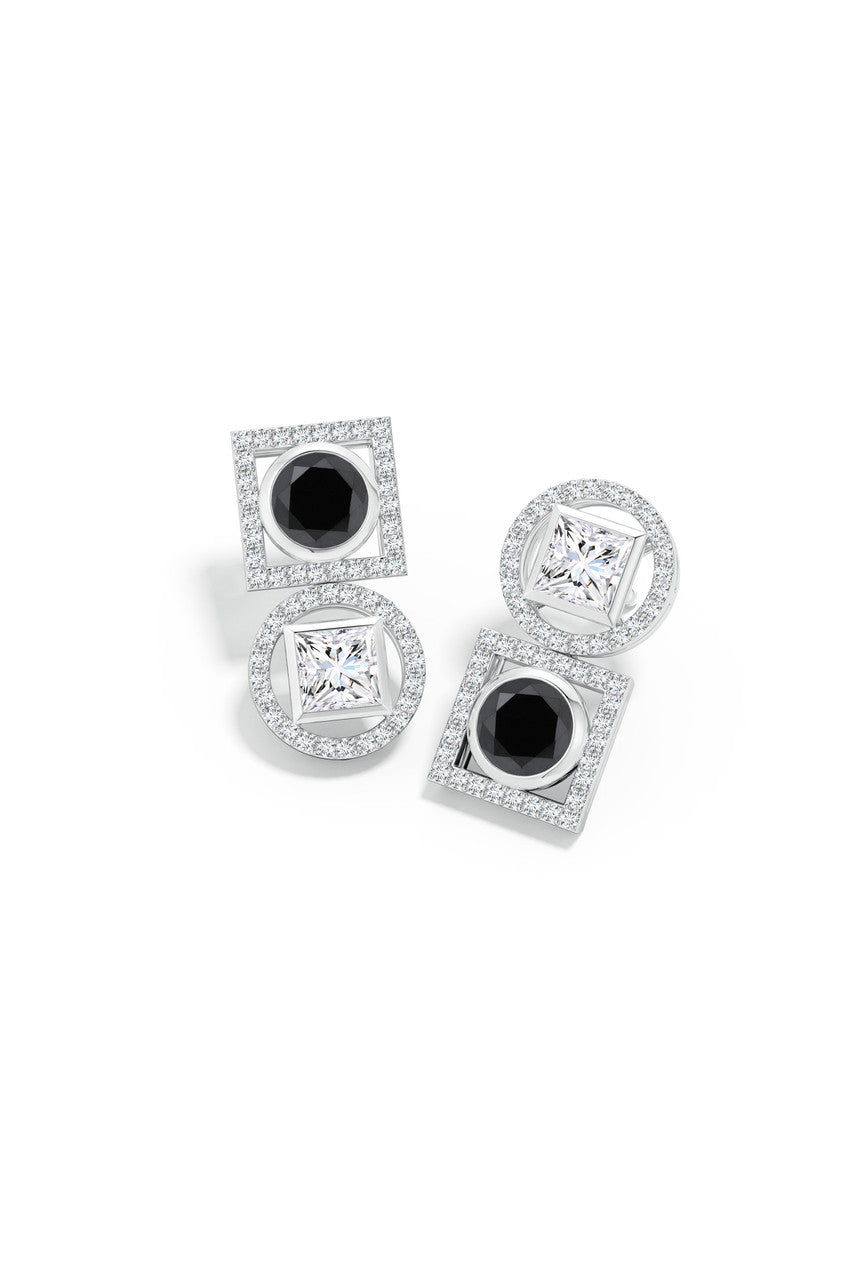 NATORI Buy Infinity 14K Gold with Black & White Diamond Two Stone Earrings in 14K White Gold Online