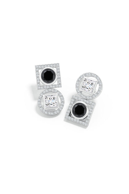 NATORI Buy Infinity 14K Gold with Black & White Diamond Two Stone Earrings in 14K White Gold Online