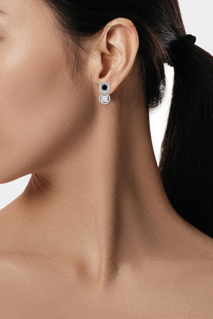 NATORI Buy Infinity 14K Gold with Black & White Diamond Two Stone Earrings in 14K White Gold Online